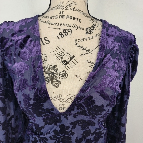 Free People Intimately M Magic Hour Bodysuit Deep Sea Velvet Whimsygoth New - Picture 3 of 8